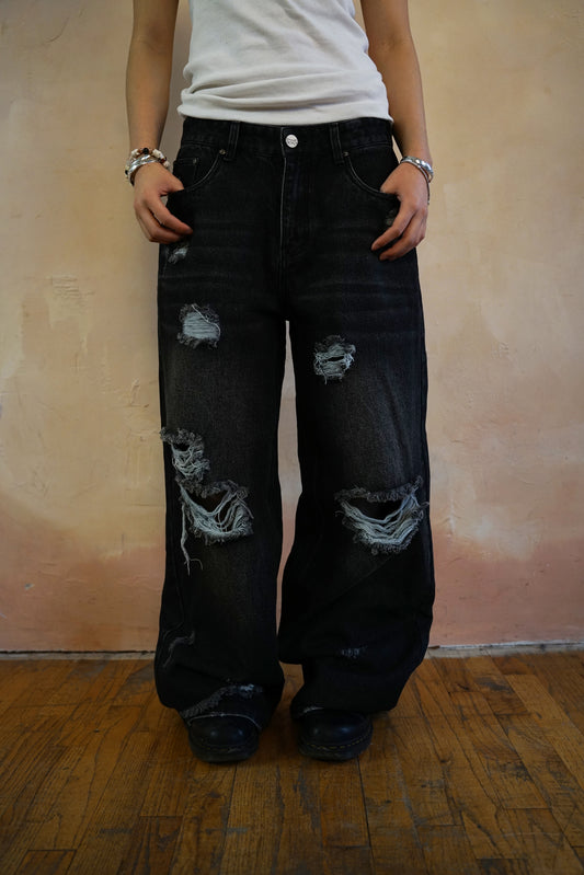 Charcoal Distressed Denim
