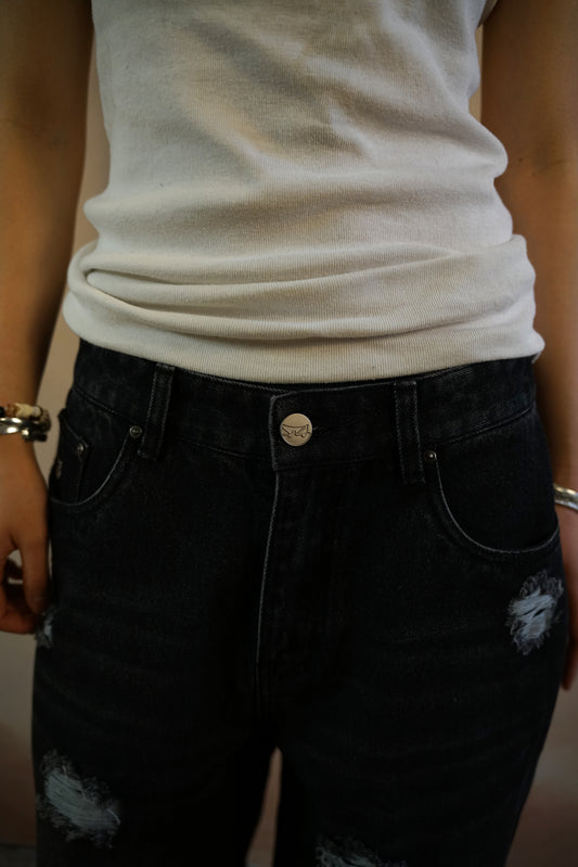Charcoal Distressed Denim